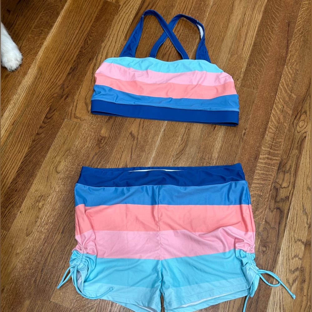 Blue and Pink Sporty Bikini Set for Swim